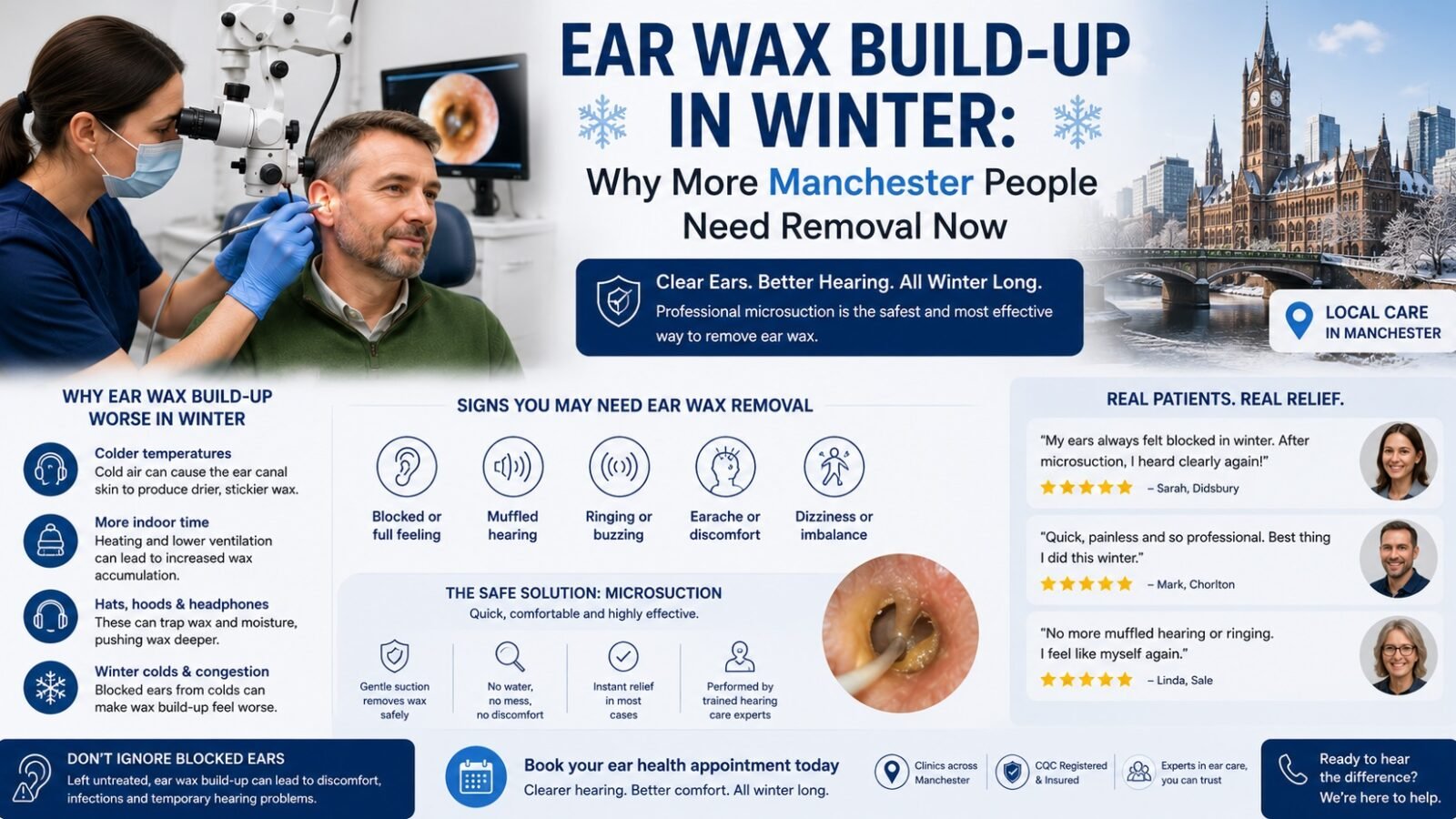 Ear Wax Build-Up in Winter: Why More Manchester People Need Removal Now